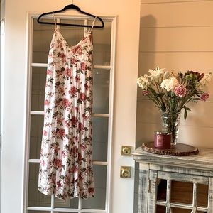 American Eagle Outfitters White Floral Wide Leg Jumpsuit